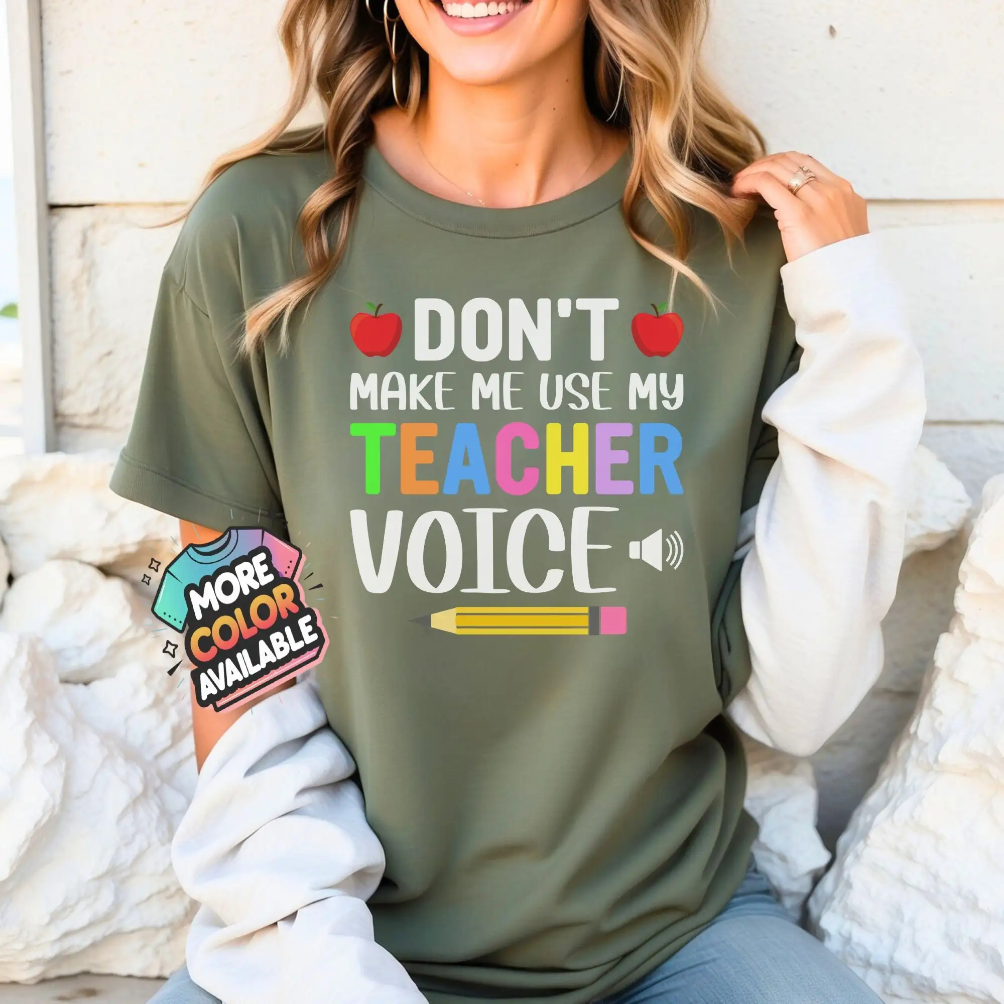 Don'T Make Me Use My Teacher Voice T Shirt Funny Educator Colorful