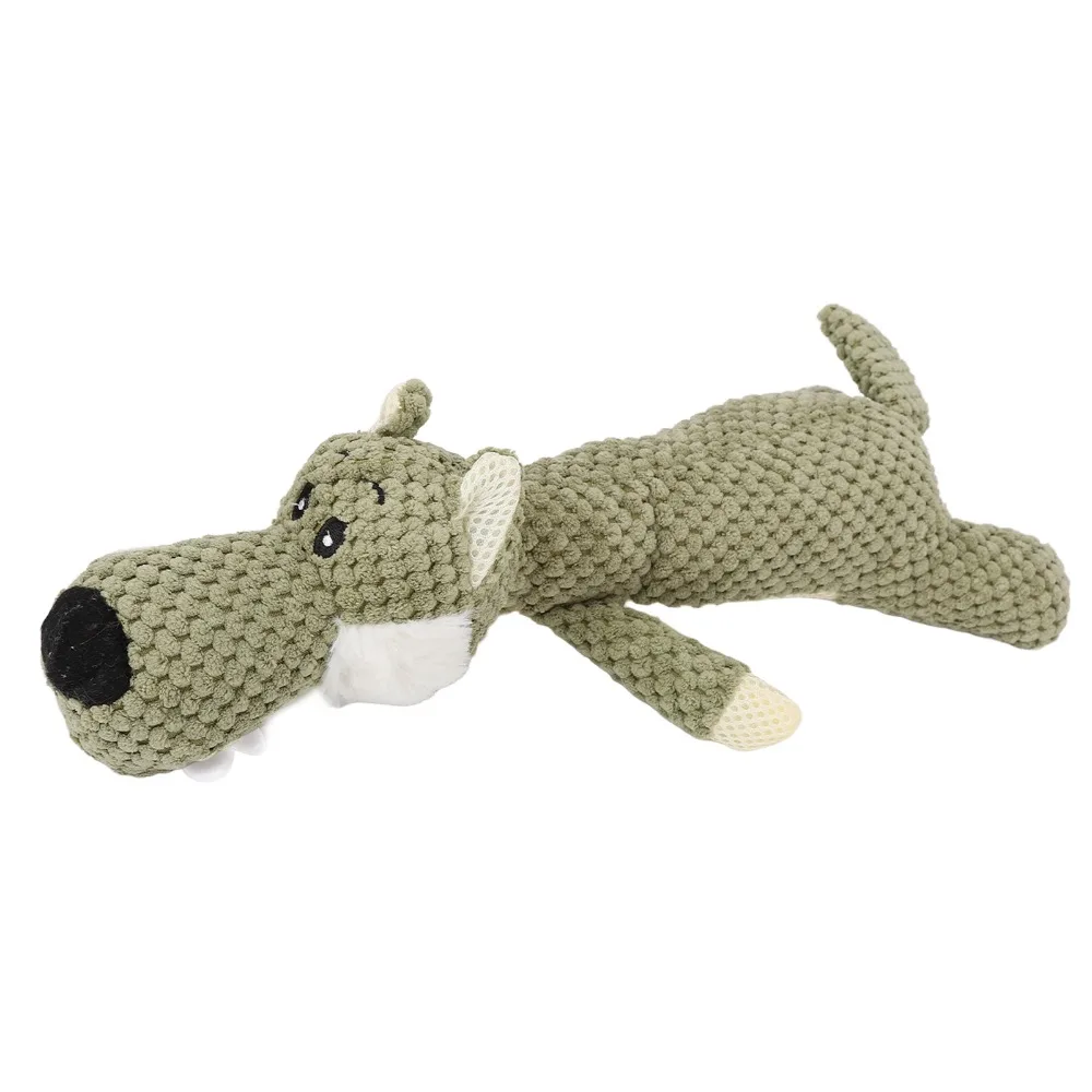 Thick Fabric Dog Chew Toy Lying Wolf Outline Paw Tough Stitching Interactive Pet Play Doll Multi Neutral Shades