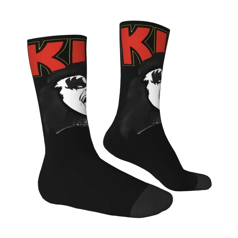 Fashion Print Gene Simmons Kiss Band Socks for Men Women Stretch Summer Autumn Winter Heavy Metal Crew Socks