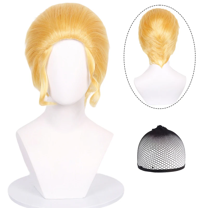 JoJo's Bizarre Adventure Kira Yoshikage Cosplay Wig Short Golden Yellow Hair for Halloween Party +Free Wig Cap