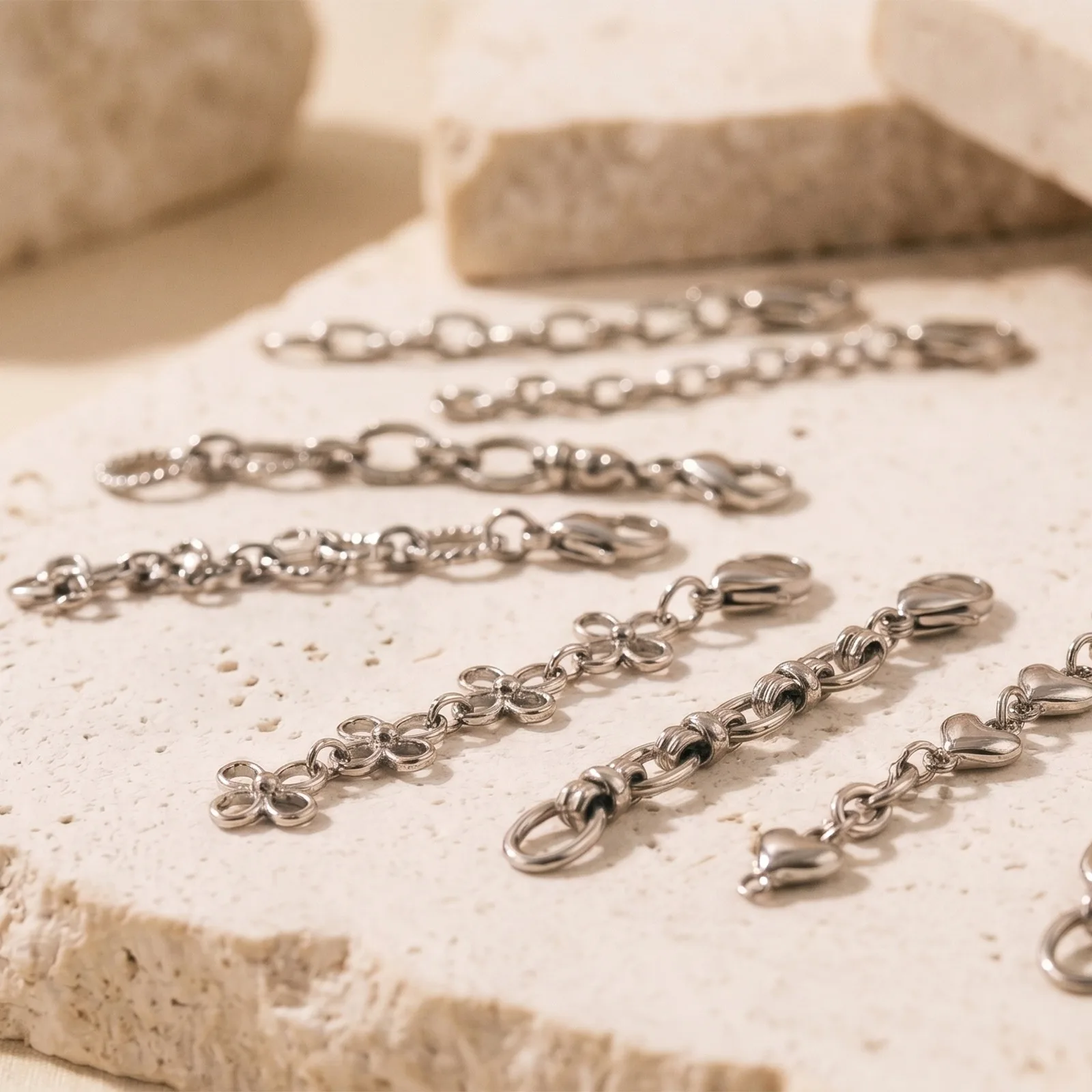 2pcs 304 Stainless Steel Beach Bikini Strap Clip On Charms Pendants Jewelry Making Gold Plated Link Chain Jewelry Wholesale