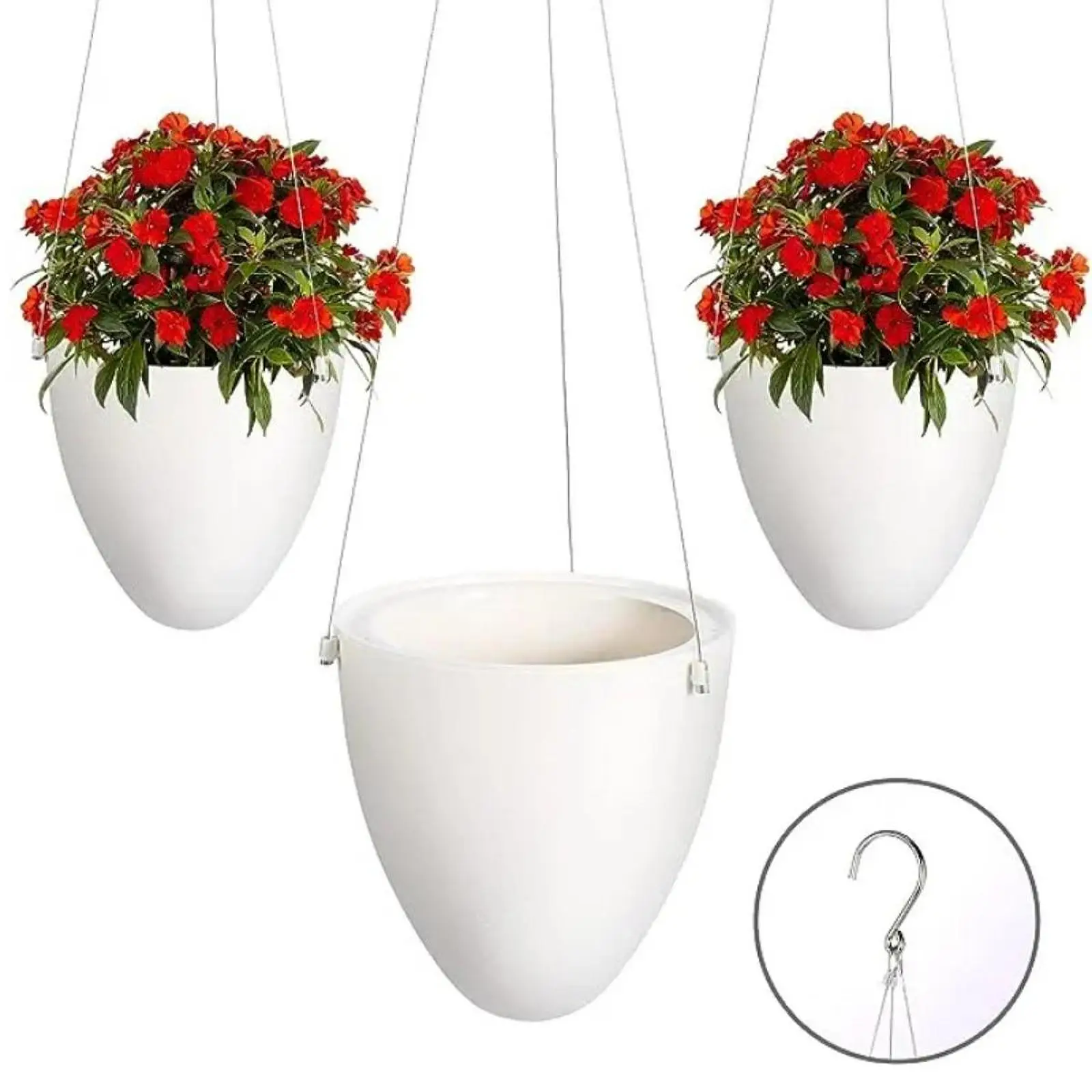 Self Watering Hanging Plant Pot with Water Storage Modern Eggshell Shape Storage Plant Container Home Garden Flower Pot Holder
