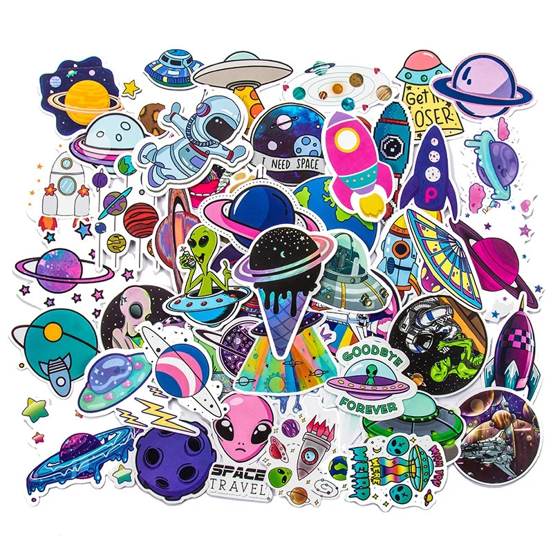 50 Pcs Alien Stickers | UFO Waterproof Vinyl Stickers for Water Bottles Laptop Luggage Cup Mobile Phone Skateboard Decals