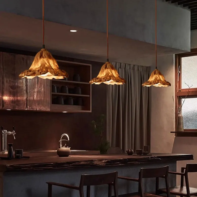 Vintage Lotus Leaf Pendant, Personalized Wabi Sabi Style Bar Restaurant Restaurant Homestay Tea Room