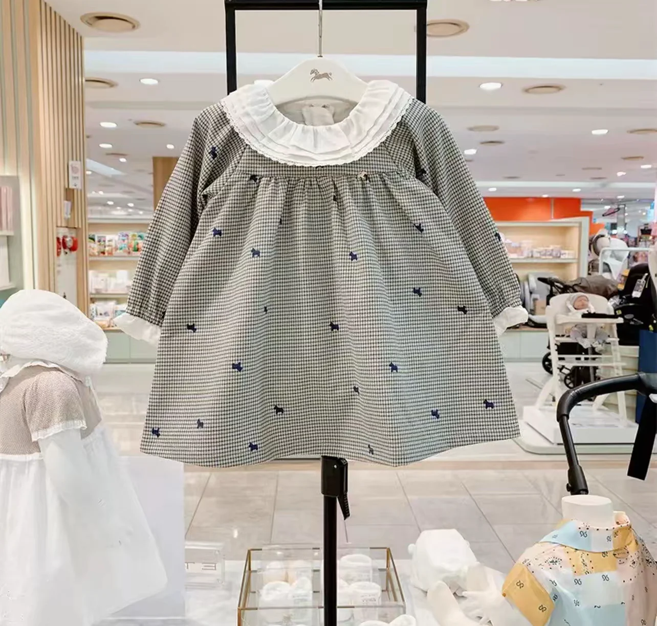 set-dr-scozzese-autunnale-per-ragazze-little-flng-2025-sle-gonna-in-misto-cotone-e-top-ensemble-child-faion