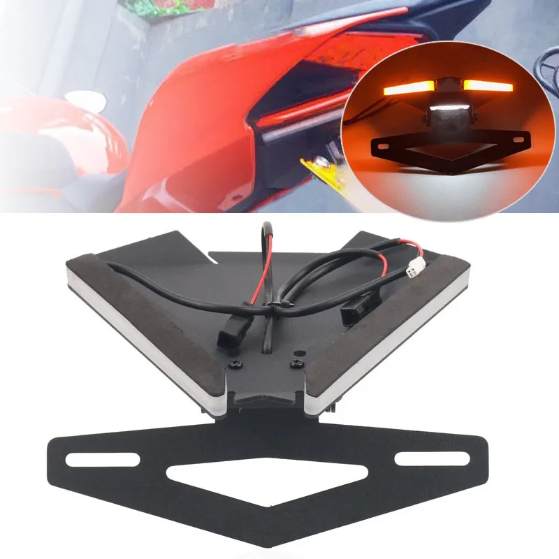 Motorcycle Rear Tail Light Brake LED Turn Signals License Plate Bracket Fit For 899 959 1199 1299 Panigale