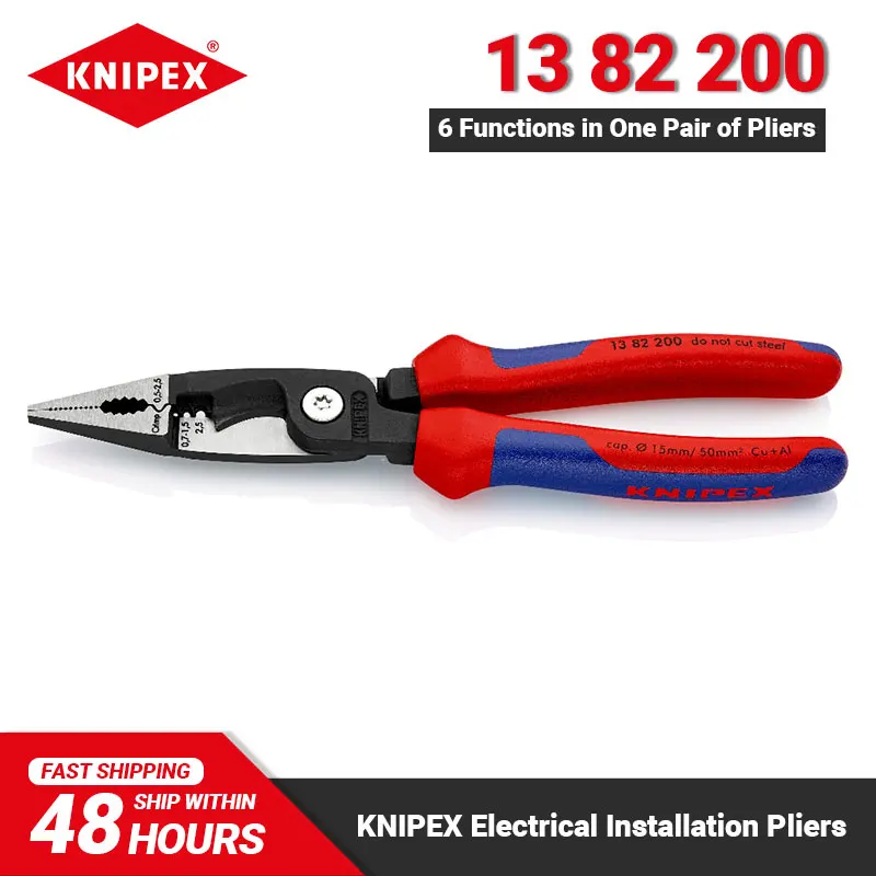 

KNIPEX 13 82 200 Multifunctional Pliers for Electrical Installation with Soft Grip 6-in-1 Wire Stripper with Multi-component