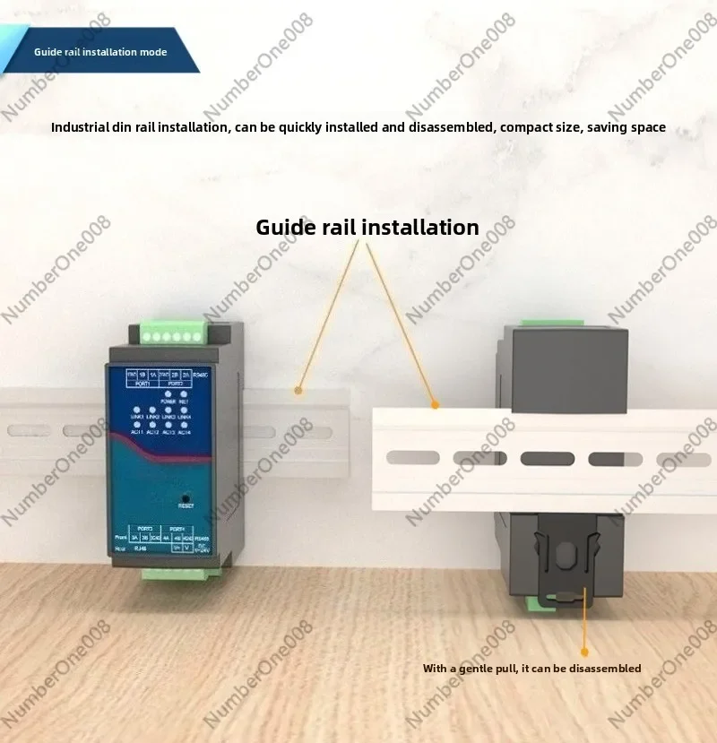 4-Port RS485 To Ethernet Gateway, Quad Serial Server Modbus MQTT Gateway with JSON Edge Computing, DIN-Rail Industrial view 4