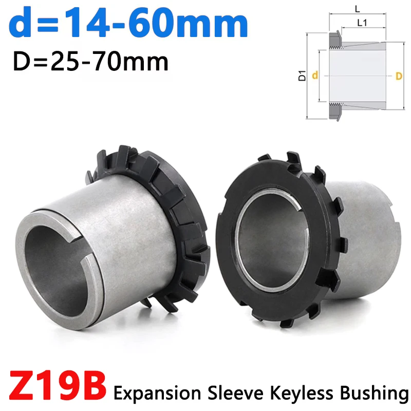 1pcs ID 14-60mm Z19B Expansion Sleeve Keyless Bushing Connection Tension Shaft Locking Assembly Device Thin-walled