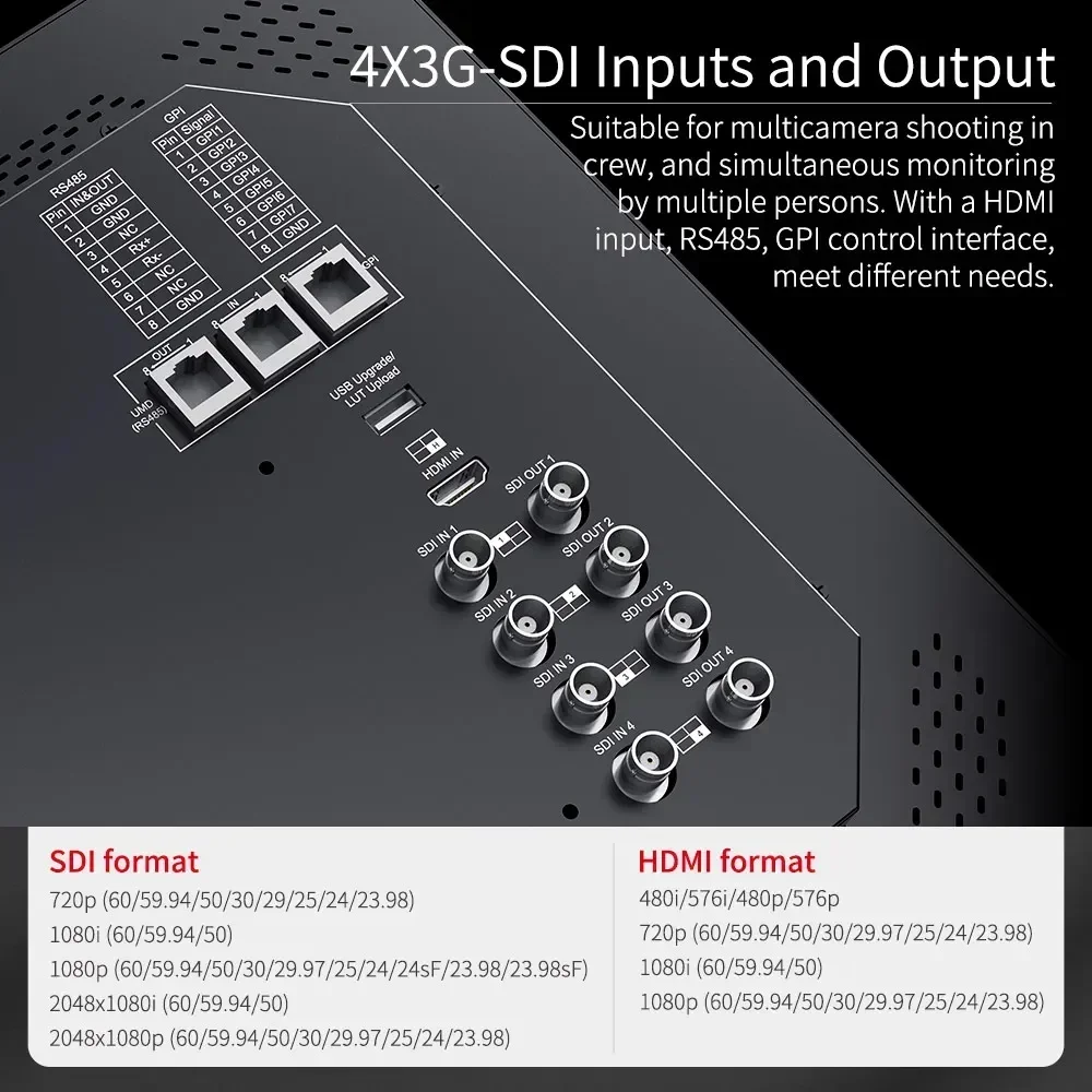 SEETEC ATEM173S 17.3" Full HD Monitor 4x3G-SDI HDMI Waveform Vector Scope Rec.709 300cd/m² Brightness