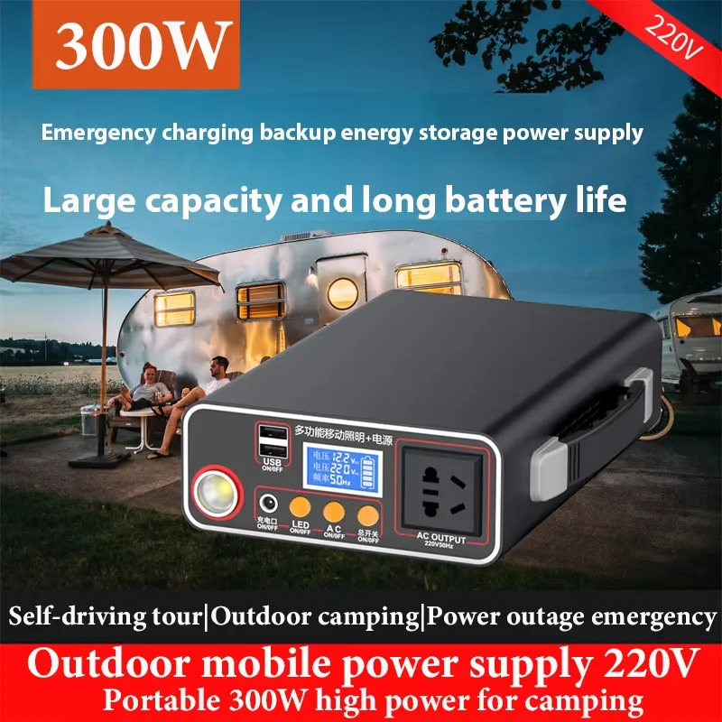 220V 300W Portable Power Station 90000mAh Outdoor Power Bank LED Display Home Camping Lifepo4 Electric System Charging Generator