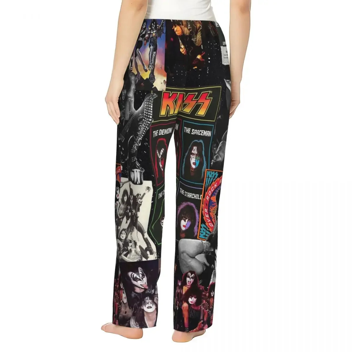 Custom Heavy Metal Rock Music Band Kiss Women Pajama Pants Lounge Sleep Sleepwear Bottoms with Pockets