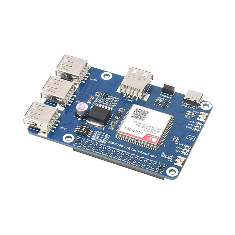 SIM7670G Module For Raspberry Pi LTE Cat-1/GNSS/USB Expansion Board 4G Global Communication LTE USB HUB