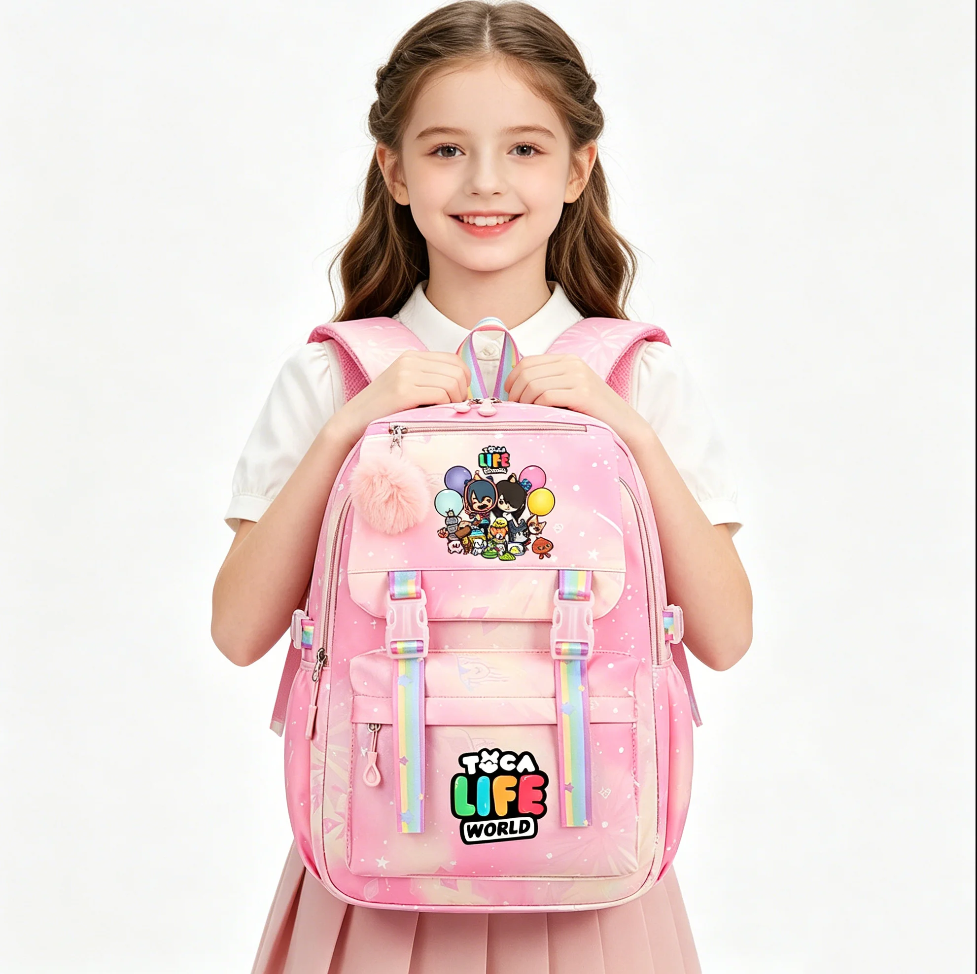 Toca Life World Printed Primary Student Backpack Boys Girls Cute Cartoon Bookbag Mochila Gifts High Quality Children's Backpack