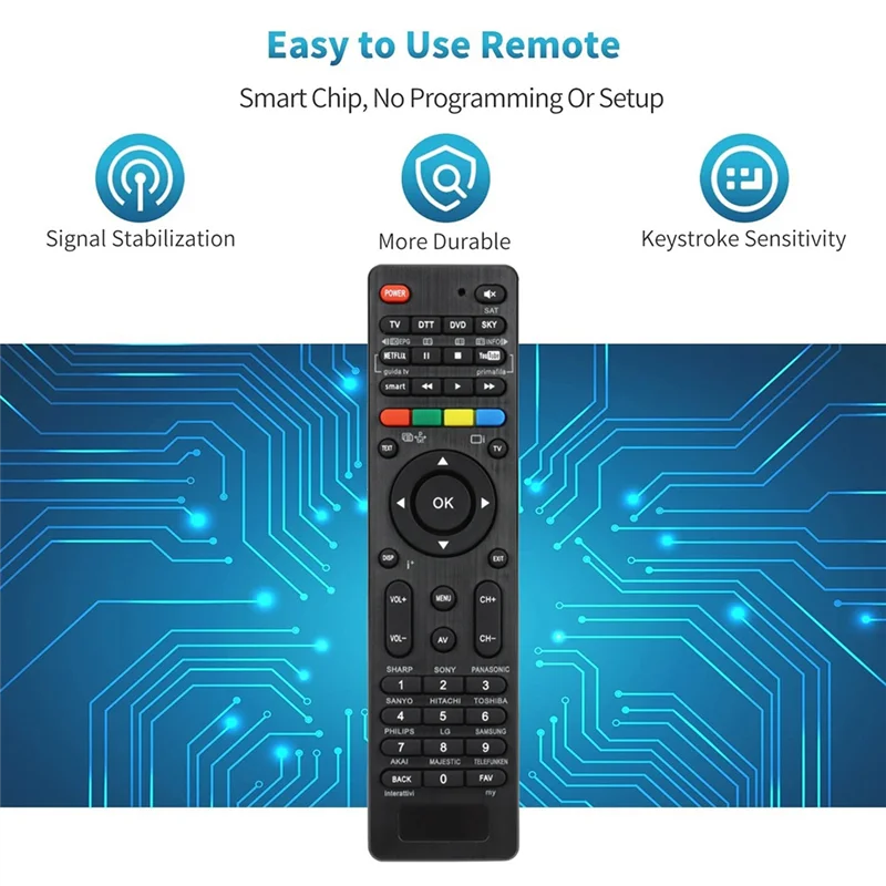 Control remoto Universal 4 en 1 para TV, DTT, DVD, SKY, búsqueda de una tecla, coincidencia automática