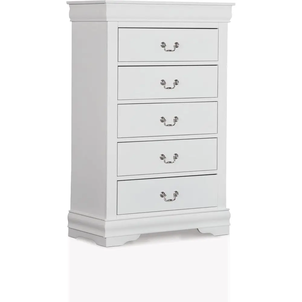 

Louis Philippe Traditional Wooden Chest o Ders with Clothing Storage and Antique Nickle Handles, 5-Der Cabinet, Tall Drer or Bed