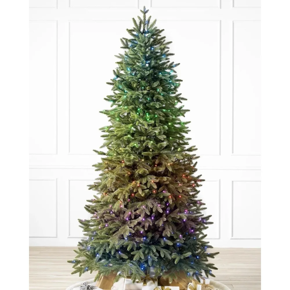 A Slimming Artificial Christmas Tree Pre Installed with 9-foot Lighting Fixtures, Exquisitely Decorated and Easy To Store