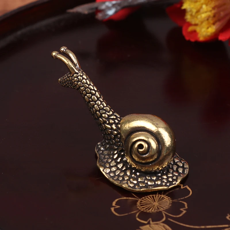 Retro Pure Copper Mini Snail Ornament Antique Brass Animal Miniature Figurine Desktop Crafts