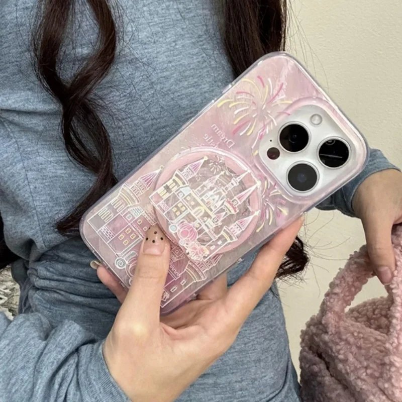 Support De Téléphone Avec Poignée De Château De Dessin Animé Coréen, Support Universel Pour IPhone 17 17 15 Samsung