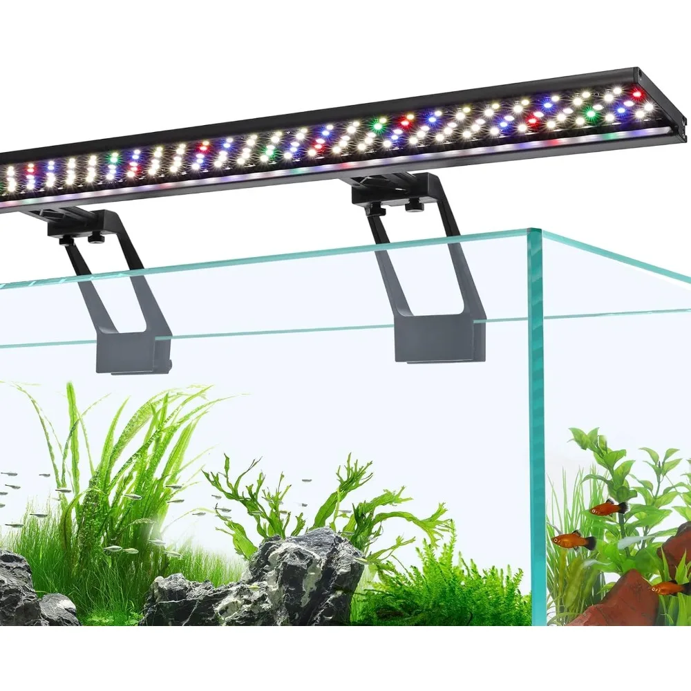 

Clip-on Aquarium LED Light, 42W, Day and Night Dual Timer, Adjustable Timer Brightness, 9 Colors, Fish Tank LED Lights