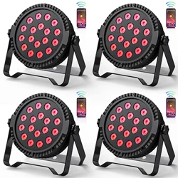 4PCS/Set 18LED Par Light RGB Flat Stage Par Light Effect LED Projection Light for DJ Disco Party Wedding Holiday Bar Club Show