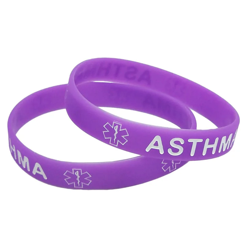 1pc ASTHMA medical alert awareness silicone wristband rubber band letter bracelet for women men custom bracelet gifts SH323