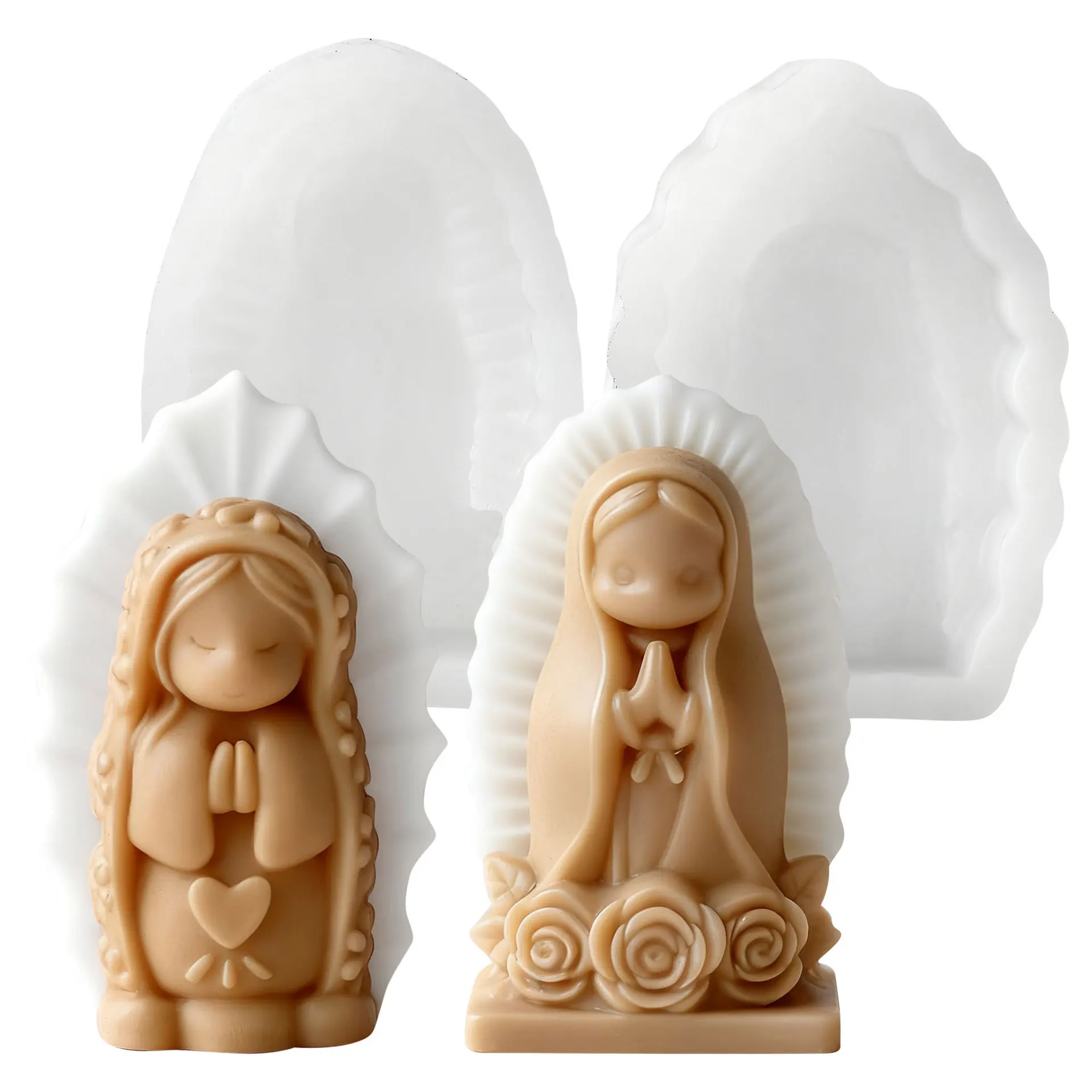 Praying Girl Candle Silicone Mold Prayer Virgin Mary Aroma Soap Plaster Wax Clay Craft Ornaments Making Mold Home Decor