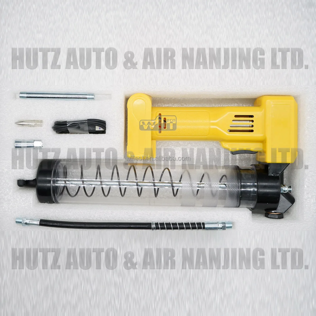 Li-ion Battery Powered Lubrication Dispenser HUTZ 12v 6,500psi Hand Grease Pump CGG6500CCL12 14.5oz Acrylic Cordless Grease Gun