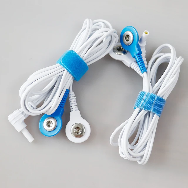 2 szt. Wymienne przewody elektrodowe 2,35 mm wtyczka przewód elektrodowy kabel przewodzący do urządzenia TENS stymulator mięśni masażer