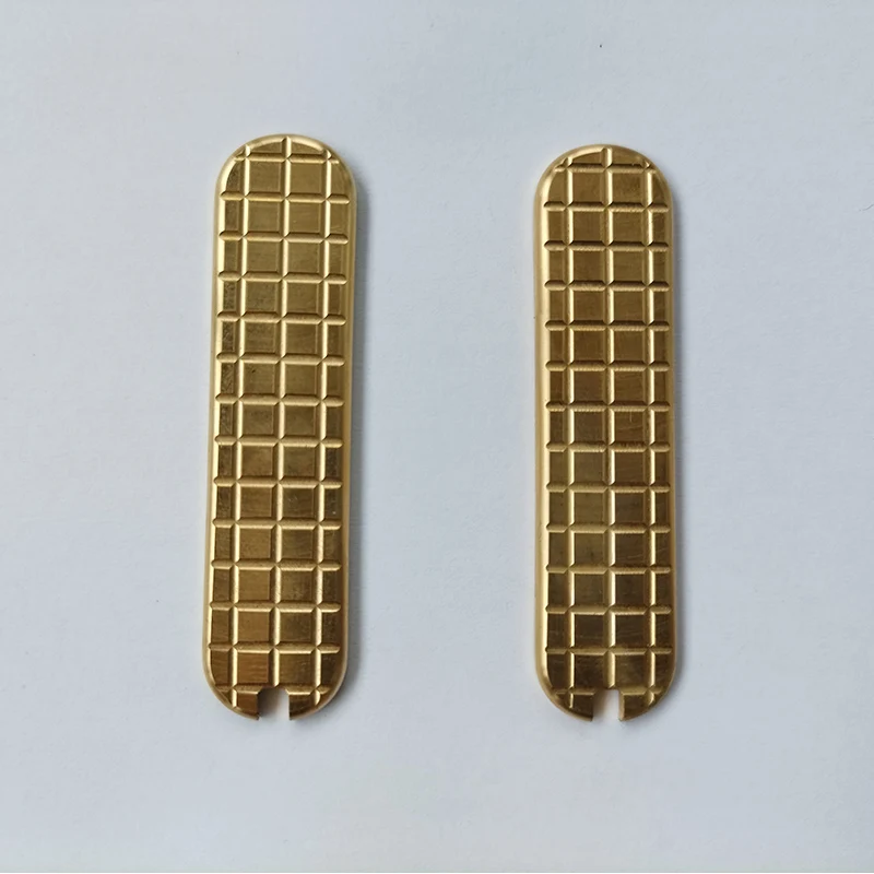 2 Types CNC Brass Knife Grip Handle Patches for 58MM Victorinox Swiss Army Knives With Cut-out for Toothpic Tweezers DIY Part