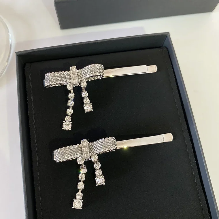 

Designer Bow Crystal Tassel Luxury Hairpin Women Lovely Jewelry Hai Accessories Sweet Romance Gift Brand Trend