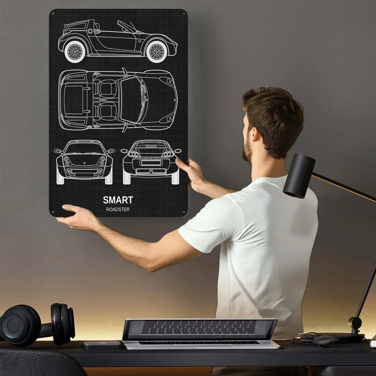 Smart Roadster Metal Signs Car Poster Decoration for Home Sign Retro Tinplate Sign for Garage Wall Art Decoration Art of Murals