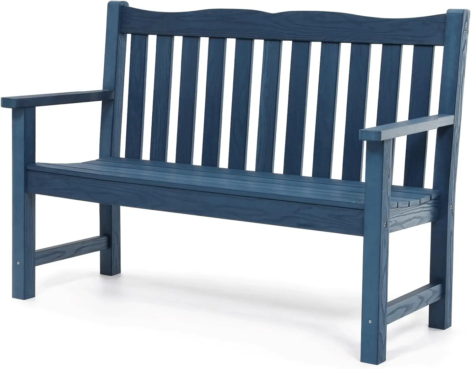 Outdoor Bench 2-Person All-Weather HIPS Garden Bench with 800 lbs Weight Capacity Never Rot or Fade Waterproof Bench Blue