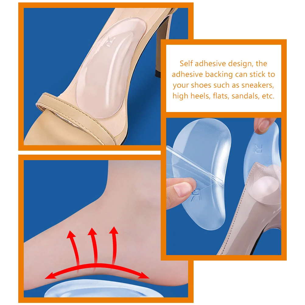 

3 Pairs Gel Arch Support Cushions Adhesive Foot Pain Relief Shoe Inserts Anti-Slip Comfortable Wear Resistant Arch for Sandals
