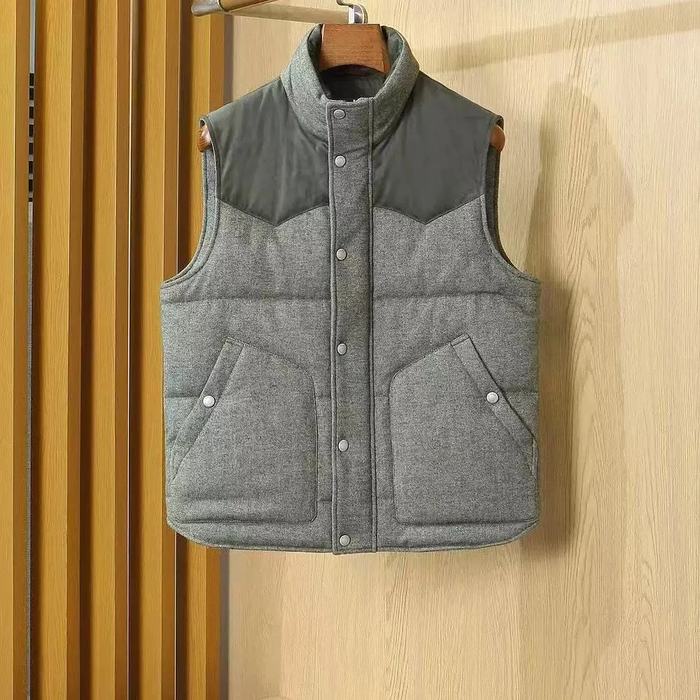 Italy BC old money style wool goose down warm contrasting color retro down vest jacket