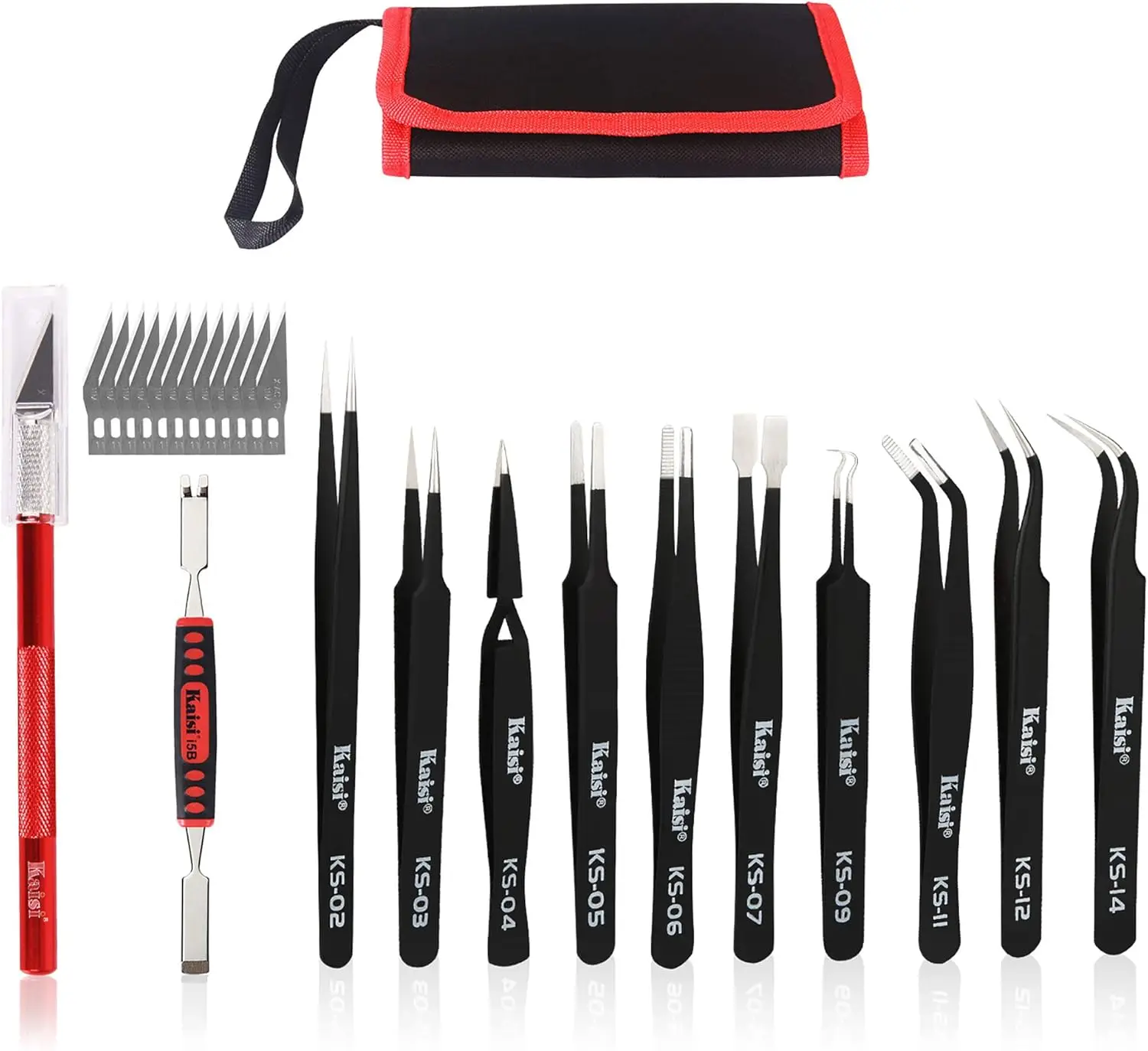 

Precision Tweezers Set 12 PCS Anti-Static Stainless Steel Tweezers Kit with Curved Tips for Jewelry Electronics Laboratory Work