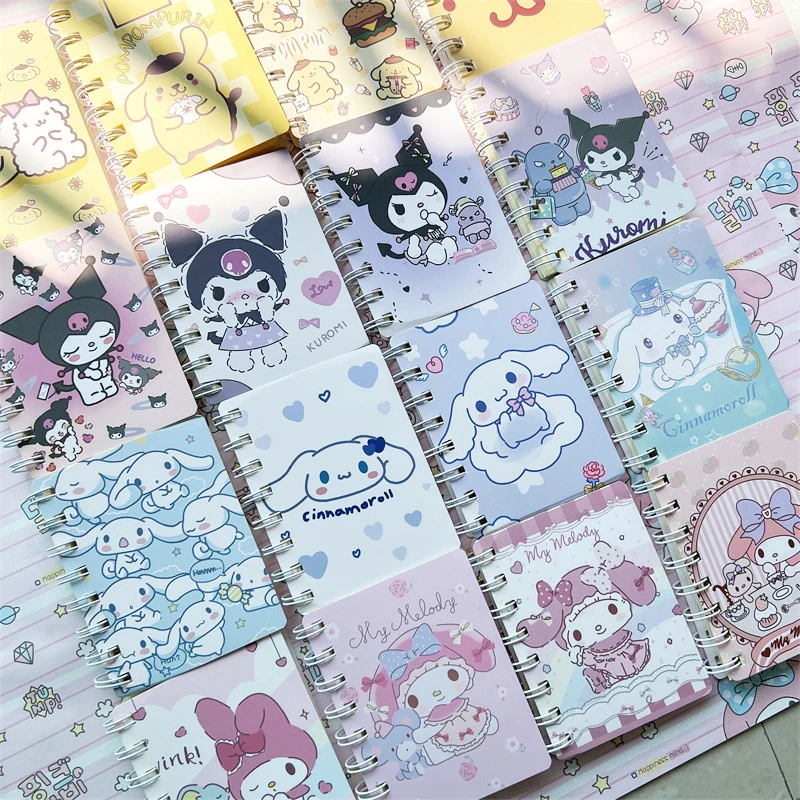 Sanrio Cinnamoroll Notebook Anime Figure Kuromi My Melody Pompompurin Notepad Cartoon Kawaii A7 Coil Book Learning Supplies