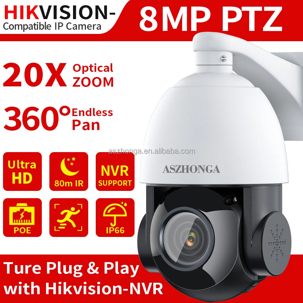 4K 5MP POE Security IP Camera Outdoor HD 18X Optical Zoom PTZ CCTV Surveillance Cam Night Vision H.265 360 Degree Rotation