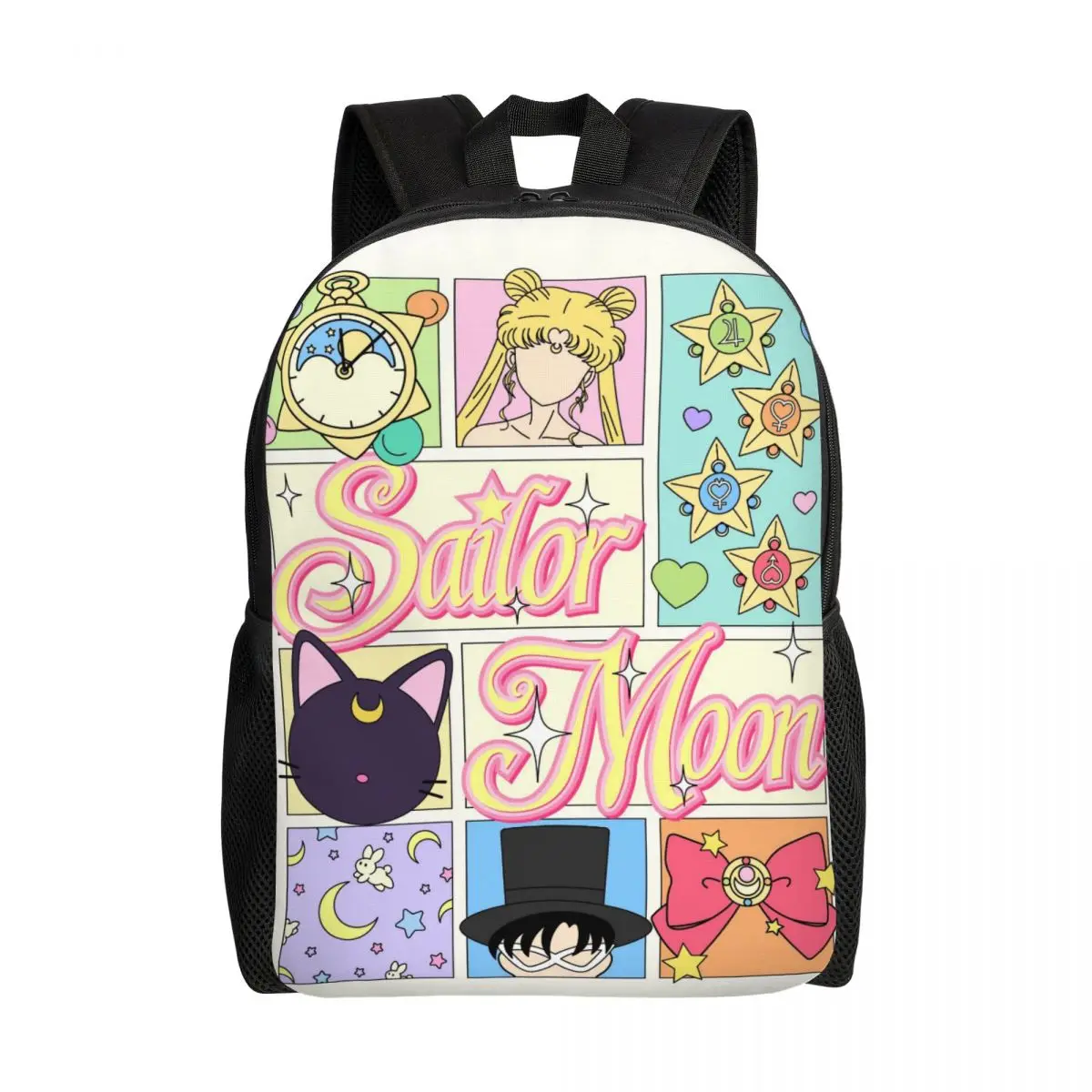 

Рюкзак для ноутбука с милым мультяшным принтом Sailor Moon, повседневная сумка для мужчин и женщин, для студентов колледжей и школ