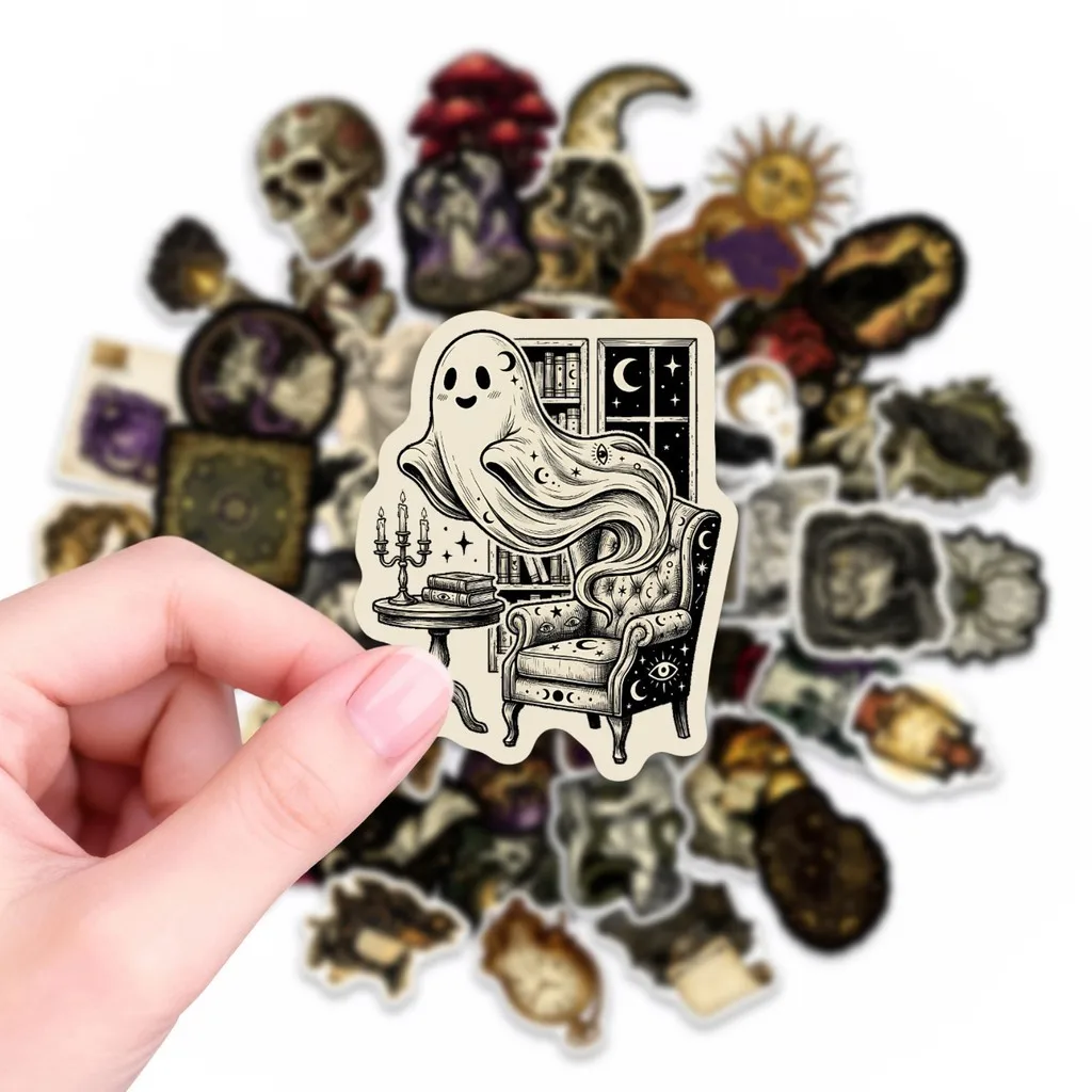 50Pcs Mysterious Universe Dark Witch Stickers Waterproof PP Decals for Water Bottle Notebook Journal DIY Giajar Sticker Store