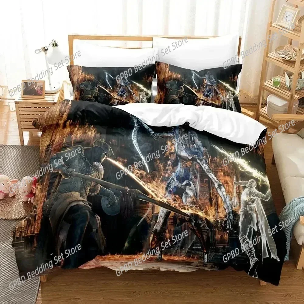 3D Print Game Dark Souls Comfortable Duvet Quilt Cover Pillowcase Bedding Set Children Bedroom Decoration Home Textile