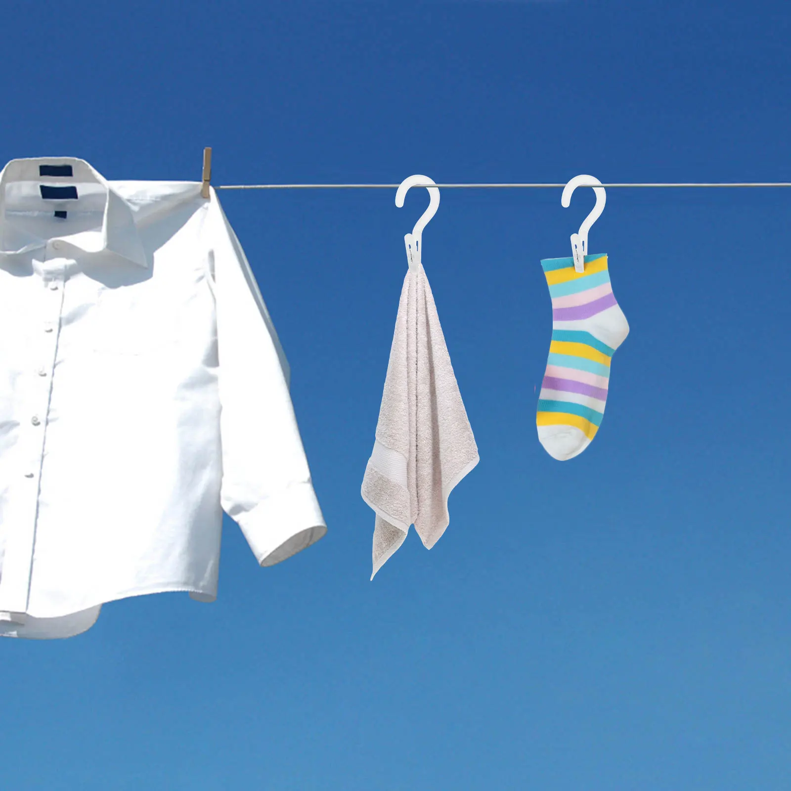 

12Pcs Laundry Hooks with Clips Multipurpose Clothes Hanging Clips Socks Towels Hats Storage Organizer for Home