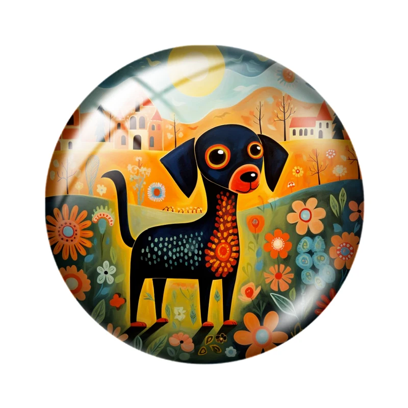 Dog Naive Art 10PCS 12mm/18mm/20mm/25mm Round photo glass cabochon demo flat back Making findings bracelets