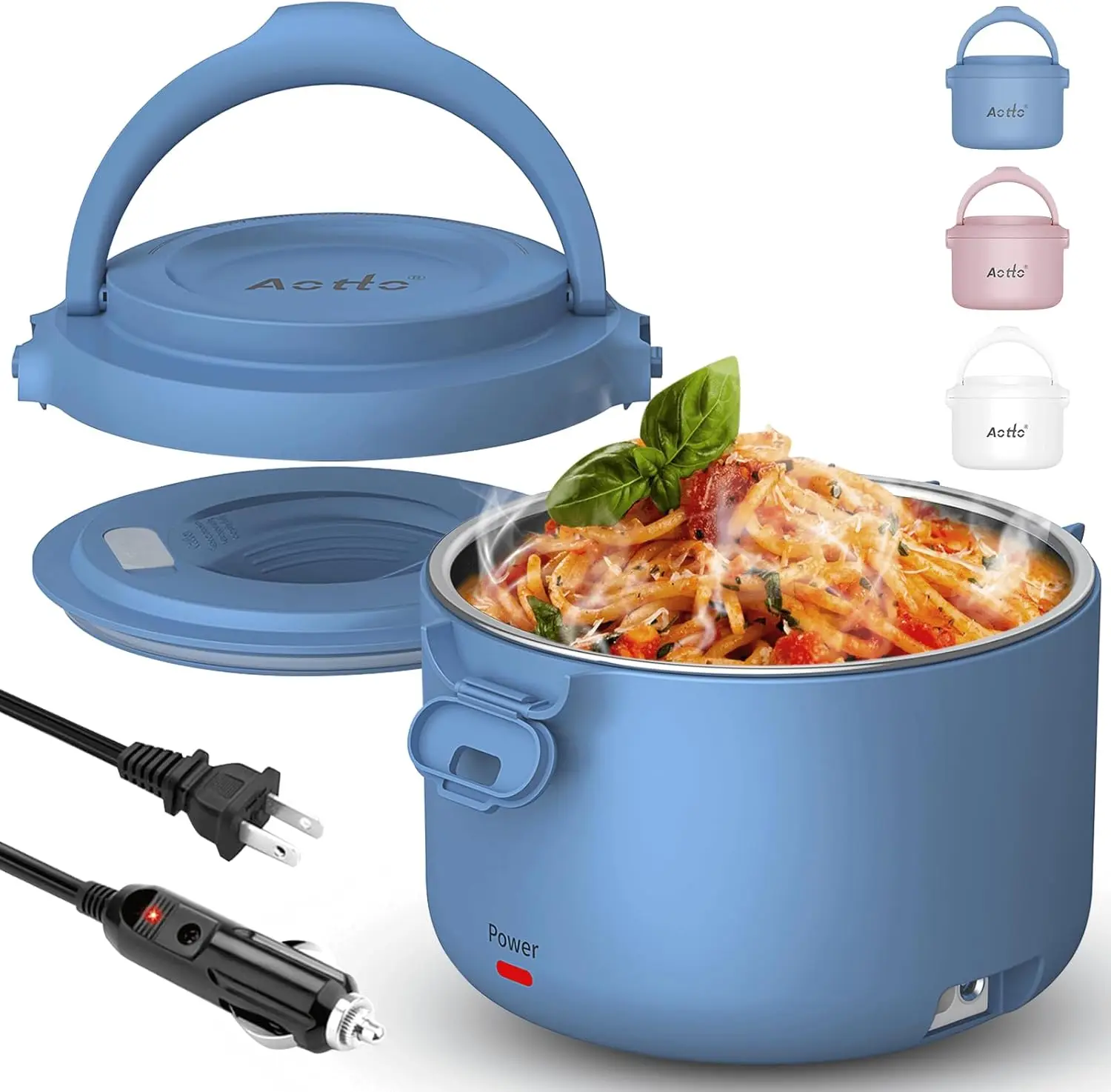 

Portable Electric Food Warmer, 32oz Capacity, 12V/24V/110V Compatible for Car/Travel/Office Use