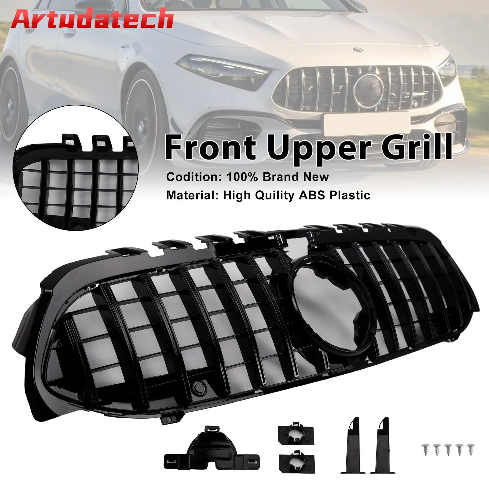 Artudatech GT-Style Front Bumper Grille Grill Fit Mercedes Benz A-Class W177 2019-2023 Car Accessories 2020 2021 2022