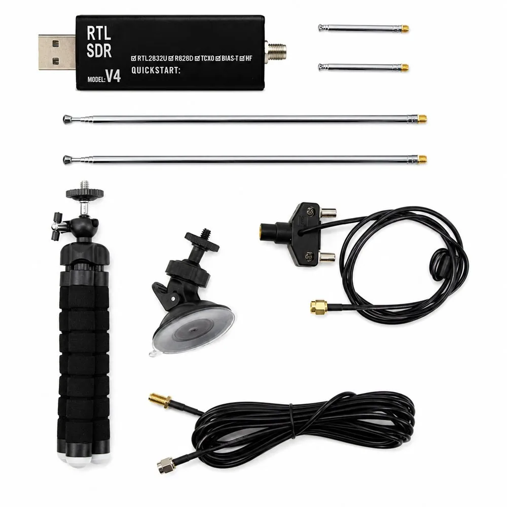 Wishcolor RTL SDR V4 RTL2832U 100kHz-1.7GHz Software Defined Radio High Precision SDR Receiver with Double Antennas