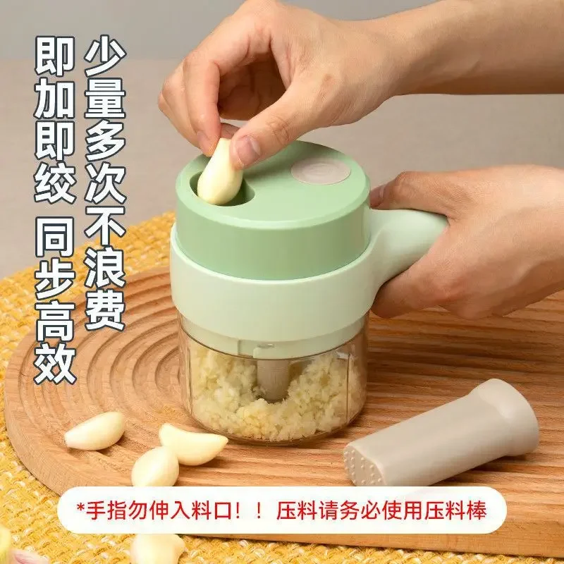 

Trinin Multi-function Mini Wireless Electric Garlic Press Preparation Hammer Smashed Garlic Chopped Vegetable Slicer Gadgets