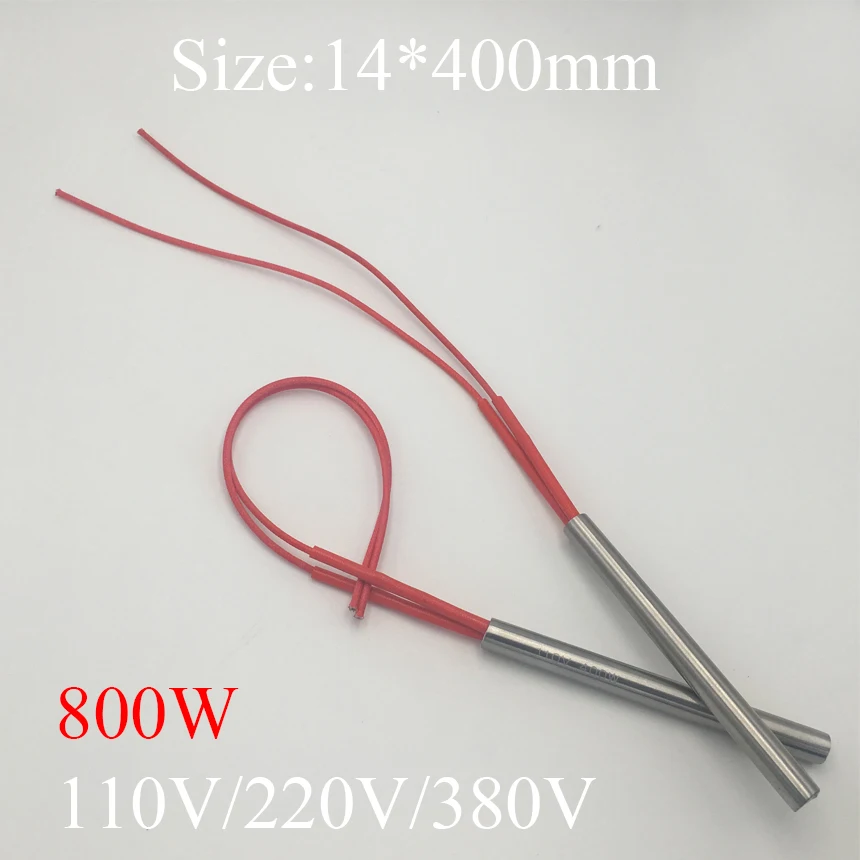 14x400 14*400mm 800W AC 110V 220V 380V Stainless Steel Cylinder Tube Mold Heating Element Single End Cartridge Heater