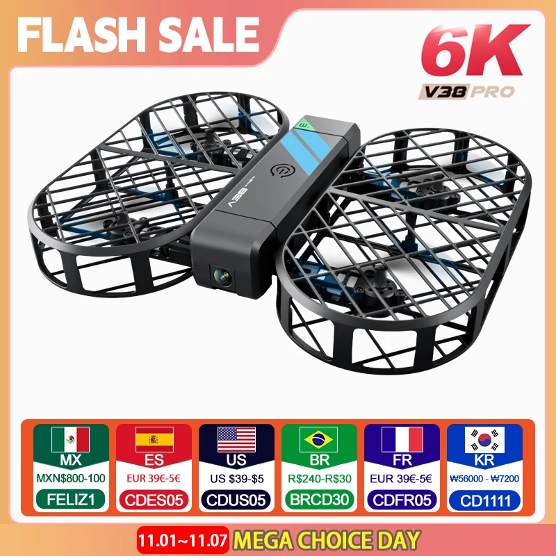 2024 New 4DRC V38 Folding Drone 6K HD Camera Aerial Photography WIFI Grid Protection Gesture Photography RC Aircraft Kid's Toy