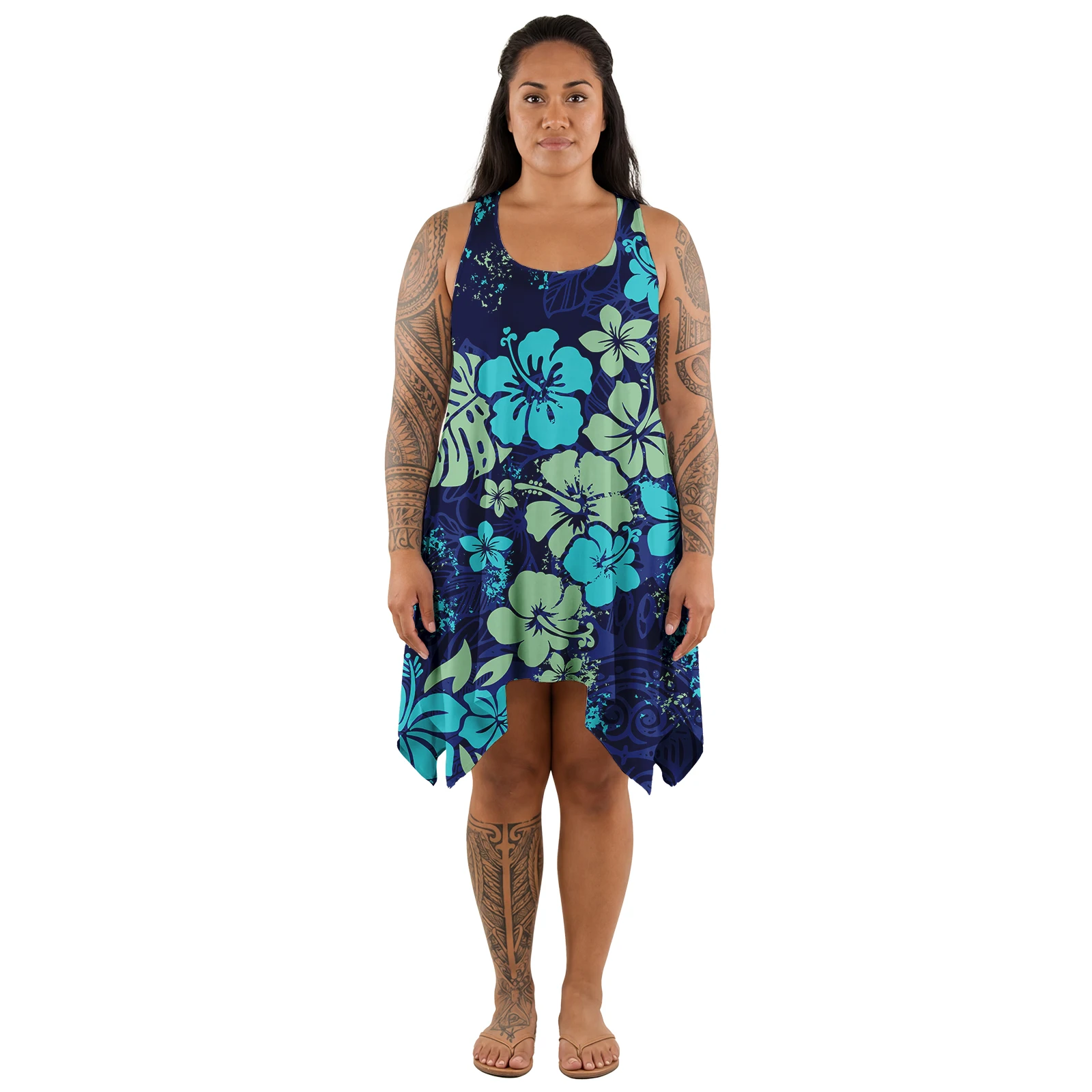 

Women Clothes Custom Polynesian I-shaped Vest Sleeveless Short Skirts Hawaiian Ladies Wear Samoan Elegant Beach Tank Top Dress
